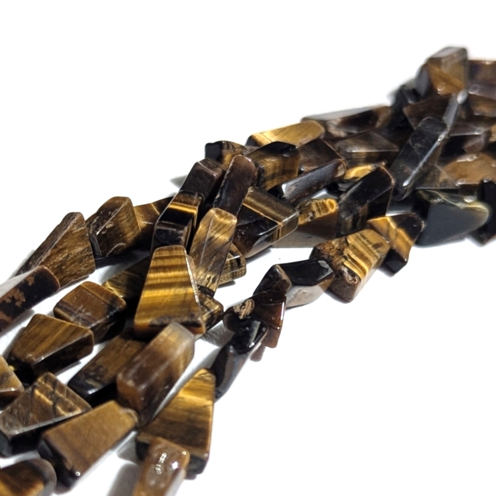 Natural Gemstone Beads | Tigers Eye | Triangle Shaped | 13" Strand | Jewelry |